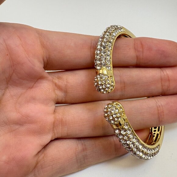 VTG Silver Tone Cubic Zirconia Open Cuff Bangle Bracelet Size 7.5" Fit - Picture 11 of 11